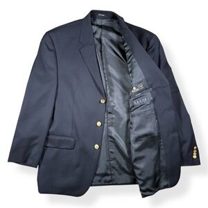 Ralph Lauren Navy Blazer Gold Buttons 43R 100% Wool Classic Sport Coat